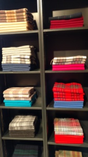 Scarves for sale at the woolen mill in Elgin